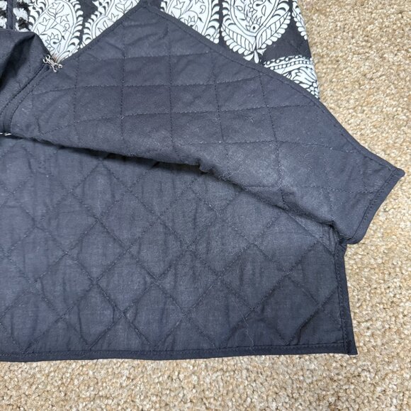 Ruby Rd. Quilted Jacket Womens 8 Black White Elephant Boho Paisley Print Cotton - Picture 11 of 12
